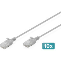 Digitus CAT 6 U-UTP Slim patch cable, 0.5 m, gray, 10 pieces