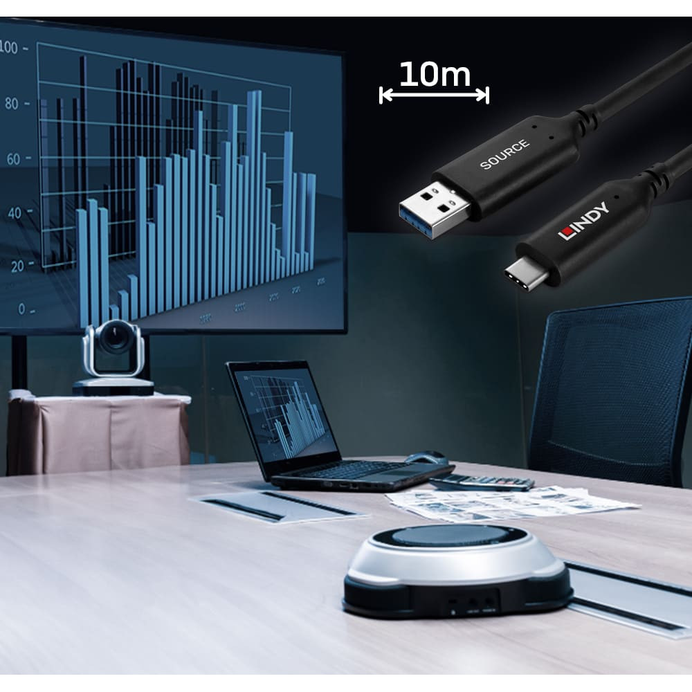 Lindy 10m USB 3.2 5Gbps Type A to C Hybrid Cable