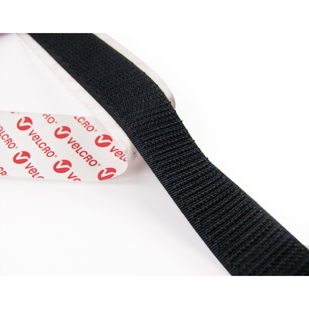 Velcro &reg; Klettband Selbstklebend, Haken & Flausch 20mm x 2.5m Schwarz