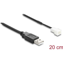 Delock Fan Cable USB 2.0 Type-A male to 3 pin (2 pins connected) fan connector male 20 cm