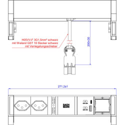 Bachmann DESK2 2xCH 1xUSB A/C 22W 1xCM, 0.2m GST18 INOX Switzerland