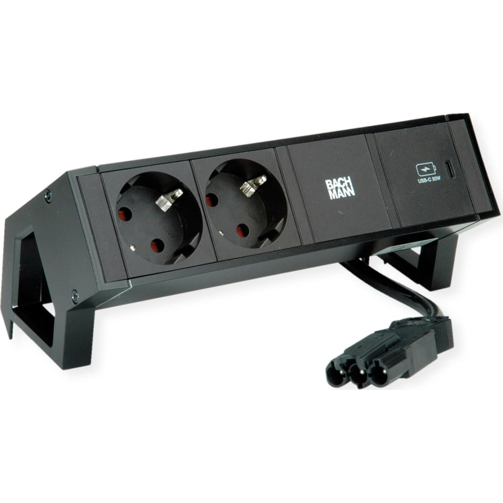 Bachmann DESK2 2xprotective contact USB C, USB Charger 30W 0.2m GST18 black