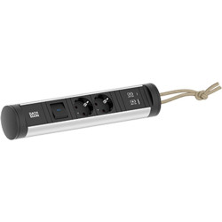 Bachmann CYCLE Loop 2xCEE7/3 1xswitch 1xUSB A/C 22W 2.5m CEE7/7