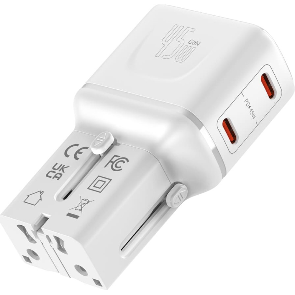 Value POCKET Travel Charger, EU/UK/US, 2x Ports USB C, 45W, white