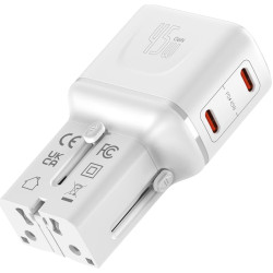 Value POCKET Travel Charger, EU/UK/US, 2x Ports USB C, 45W, white