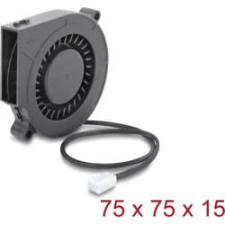 Delock Radial Fan / Blower Fan 12 V DC 75 x 75 x 15 mm with 3 pin fan connector, black