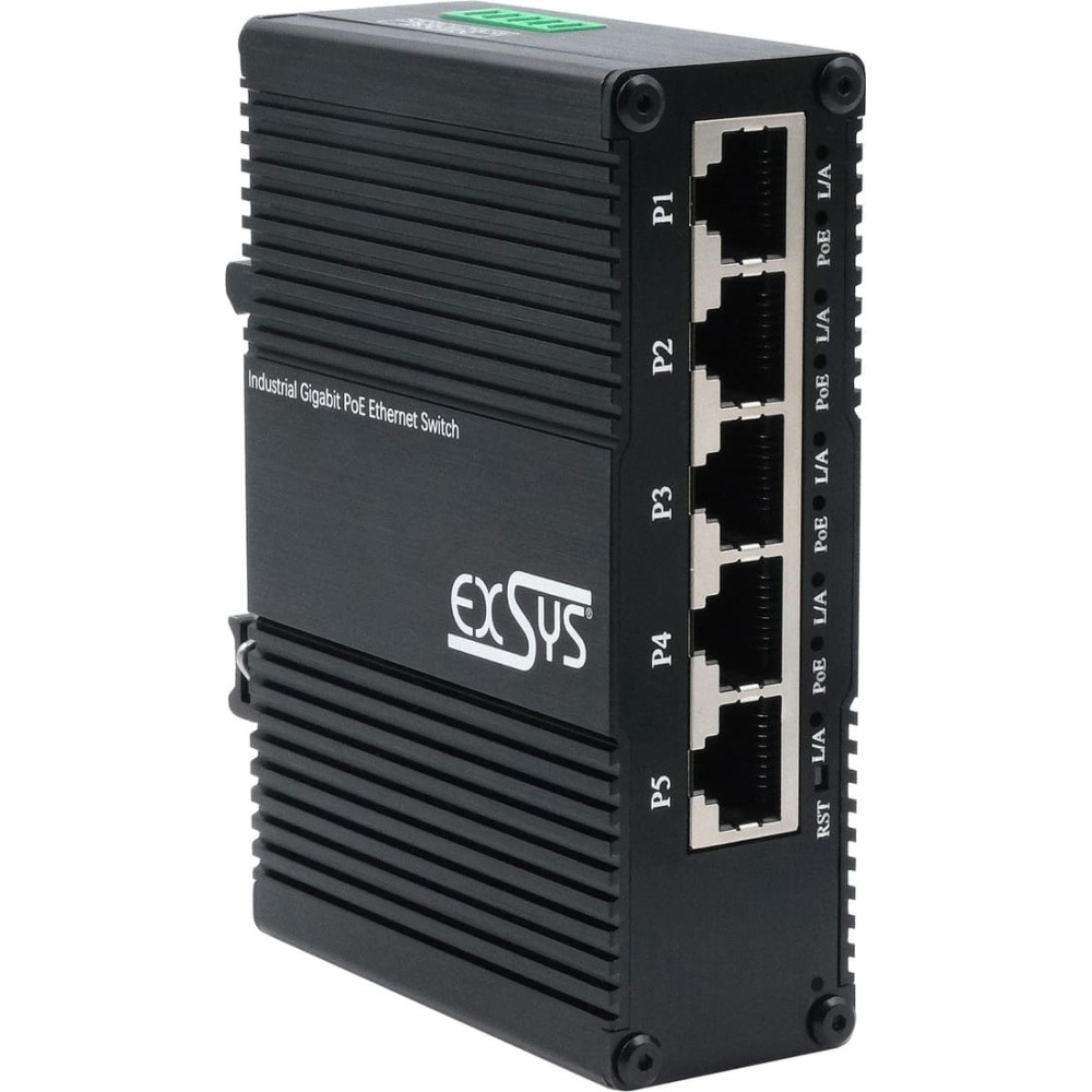 Exsys EX-62030MPOE Mini 5-Port Industrial Gigabit PoE+ Switch, Web-Managed