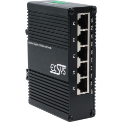 Exsys EX-62030MPOE Mini 5-Port Industrial Gigabit PoE+ Switch, Web-Managed