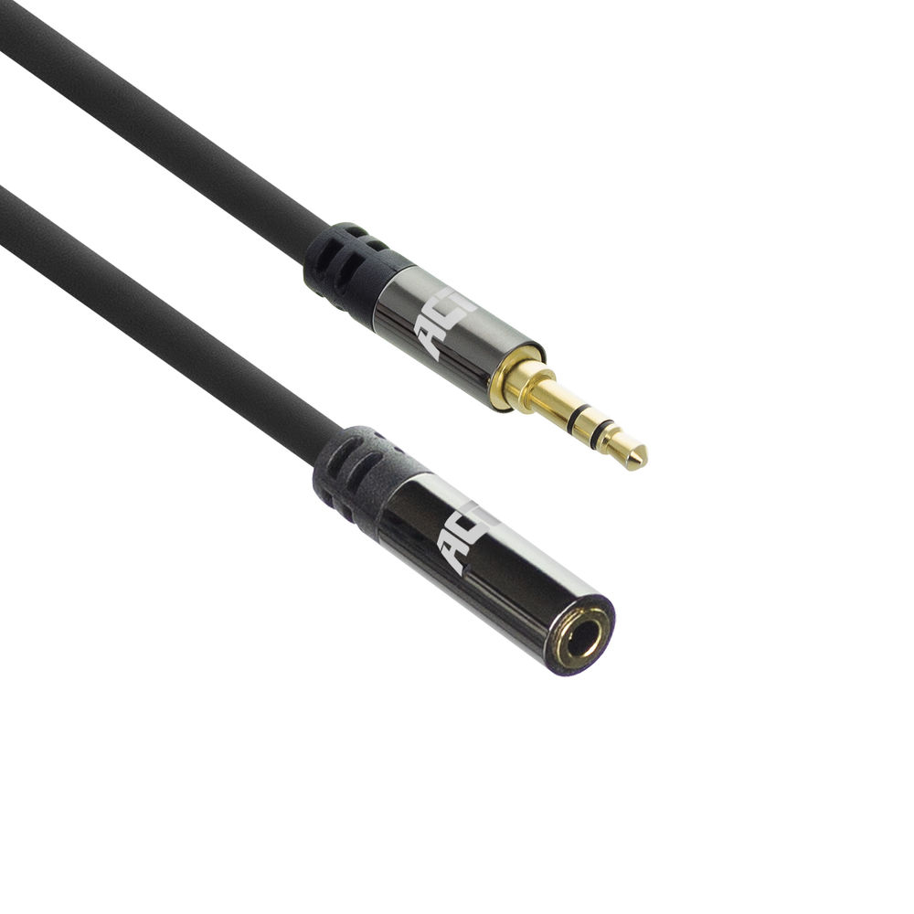 ACT 2XSTEREO 3.5MM M/F BK 2.00M