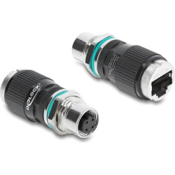 Delock M12 Adapter D-coded 4 pin female to RJ45 jack for built-in round straight