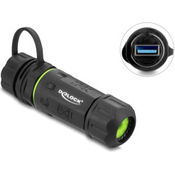 Delock Cable Connector USB 5 Gbps Type-A female to USB 5 Gbps Type-A female with M20 x 1.5 mm thread with protective cap and housing IP68 dust and waterproof