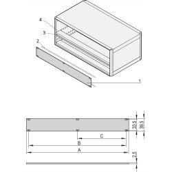 Schroff Front Panel 1 U, 84 HP, Horizontal Rail Mounting, 2.5 mm, Al, Front Anodized, Rear Conductive