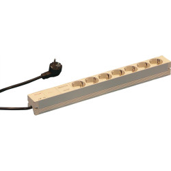 Schroff Socket Strip, SCHUKO, 7 Sockets, 19", With Mains Suppression Filter