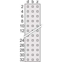 Schroff Connector Type F, EN 60603, DIN 41612, Male, 32 Contacts z b, Solder Pins, 2.9 mm