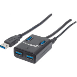 Manhattan 162302 interfeisa centrmezgls USB 3.2 Gen 1 (3.1 Gen 1) Type-A 5000 Mbit/s Melns