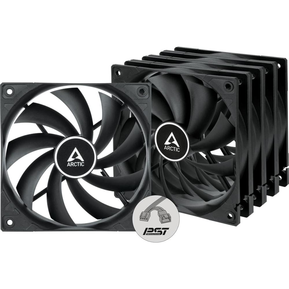 Arctic F12 PWM PST Datora korpusam Ventilators 12 cm Melns 5 pcs