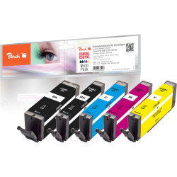 Peach PI100-378 tintes kārtridžs 5 pcs Saderība Augsta (XL) produktivitāte Melns, Tirkīzzils, Fuksīns, Dzeltens