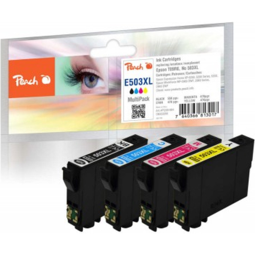 Peach PI200-994 tintes kārtridžs 4 pcs Saderība Augsta (XL) produktivitāte Melns, Tirkīzzils, Fuksīns, Dzeltens