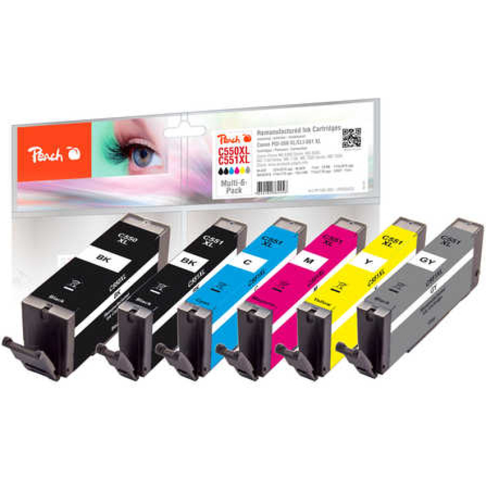 Peach 320523 tintes kārtridžs 6 pcs Saderība Augsta (XL) produktivitāte Melns, Tirkīzzils, Pelēks, Fuksīns, Dzeltens