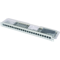 Telegärtner TELEGÄRTNER 19"-Modulträger 1 HE, mit 24 AMJ-S-Modulen Kat.6A (Class EA) (ISO/IEC), grau