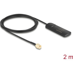 Delock GSM UMTS LTE WLAN 2.4 GHz Antenna SMA plug 2 dBi omnidirectional fixed black self-adhesive
