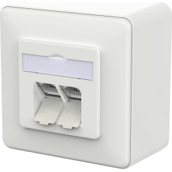 Metz Connect E-DAT C6A LSA++ Dose, 2 Port, AP, verkehrsweiß