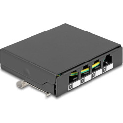 Delock Blank Panel 4 port for Keystone RJ-modules black - for mounting on a table, wall or DIN rail