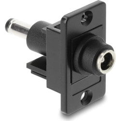 Delock Panel Mount DC 5.5 x 2.5 mm female to DC 5.5 x 2.1 mm male black