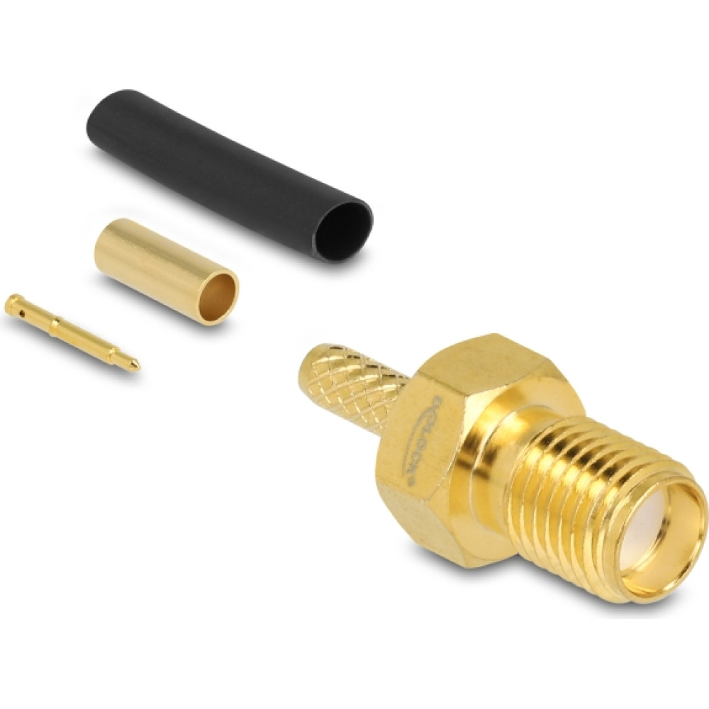Delock RP-SMA jack for crimping RG-174 / RG-316 with matching shrink tube