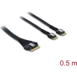 Delock PCIe 4.0 Cable Slim SAS SFF-8654 8i to 2 x Slim SAS SFF-8654 4i 0.5 m
