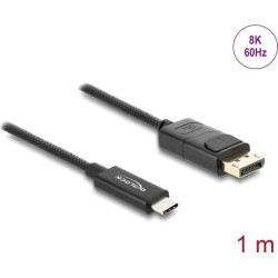 Delock Coaxial USB Type-C™ to DisplayPort cable (DP Alt Mode) 4K 60 Hz with braided coating 1 m