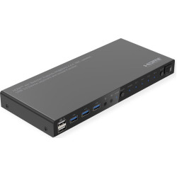 Roline KVM Switch, 4 PCs, HDMI 4K@60Hz, with 3 Port USB 3.2 Gen1 / USB 3.0 Hub