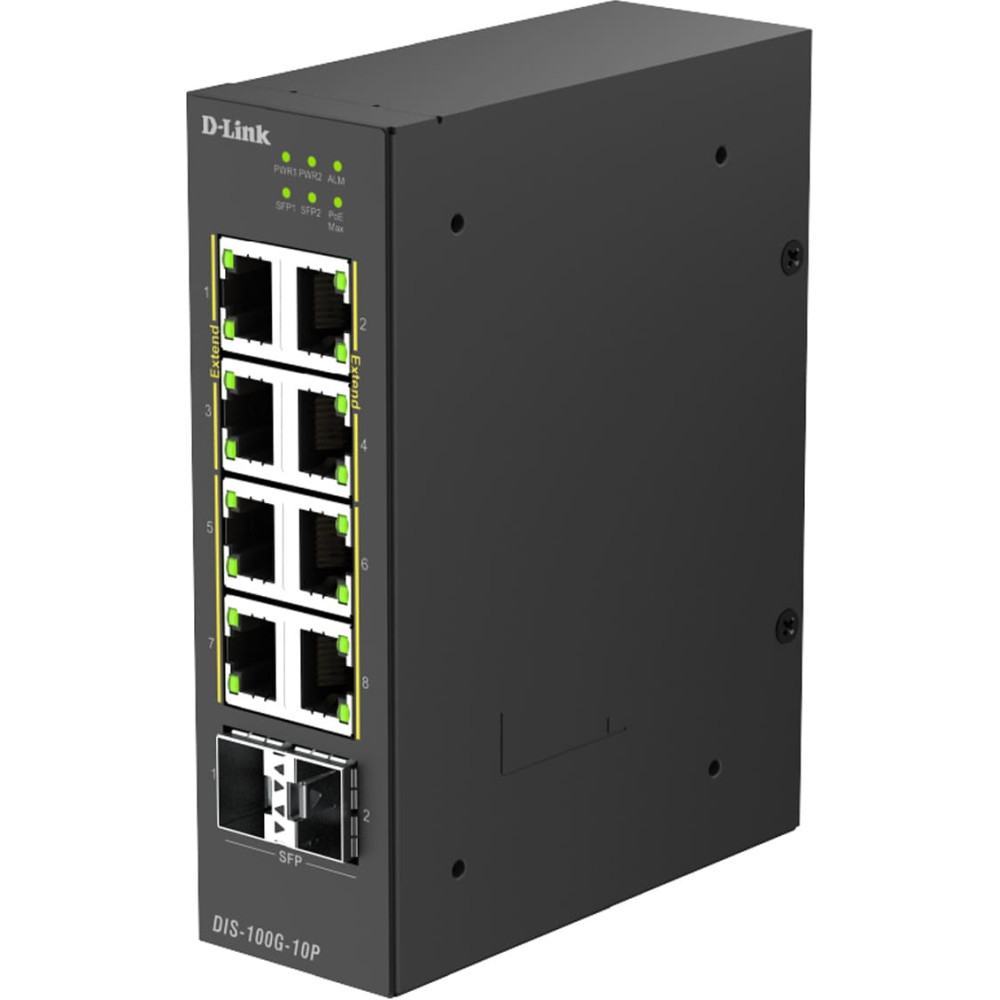 D-Link DIS-100G-10P 10-Port Switch PoE+ Industrial Gigabit 2x 2,5G SFP+