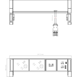 Bachmann DESK2 2xUK 1xUSB A&C 22W, 0.2m GST18 RAL9005 United Kingdom