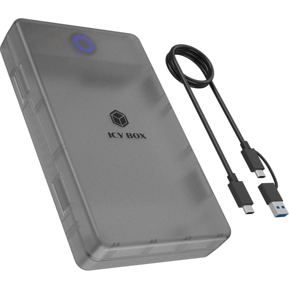 Icy Box Spade Base 388 HDD/SSD korpuss Melns, Caurspīdīgs 2.5/3.5"
