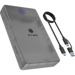 Icy Box Spade Base 388 HDD/SSD korpuss Melns, Caurspīdīgs 2.5/3.5"