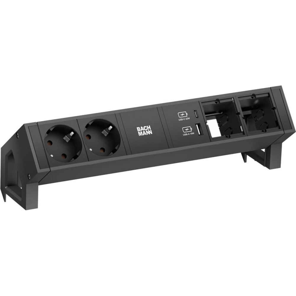 Bachmann DESK2 2xCEE7/3, USB-Charger A/C, 2xCM, power 0.2m GST18 RAL9005