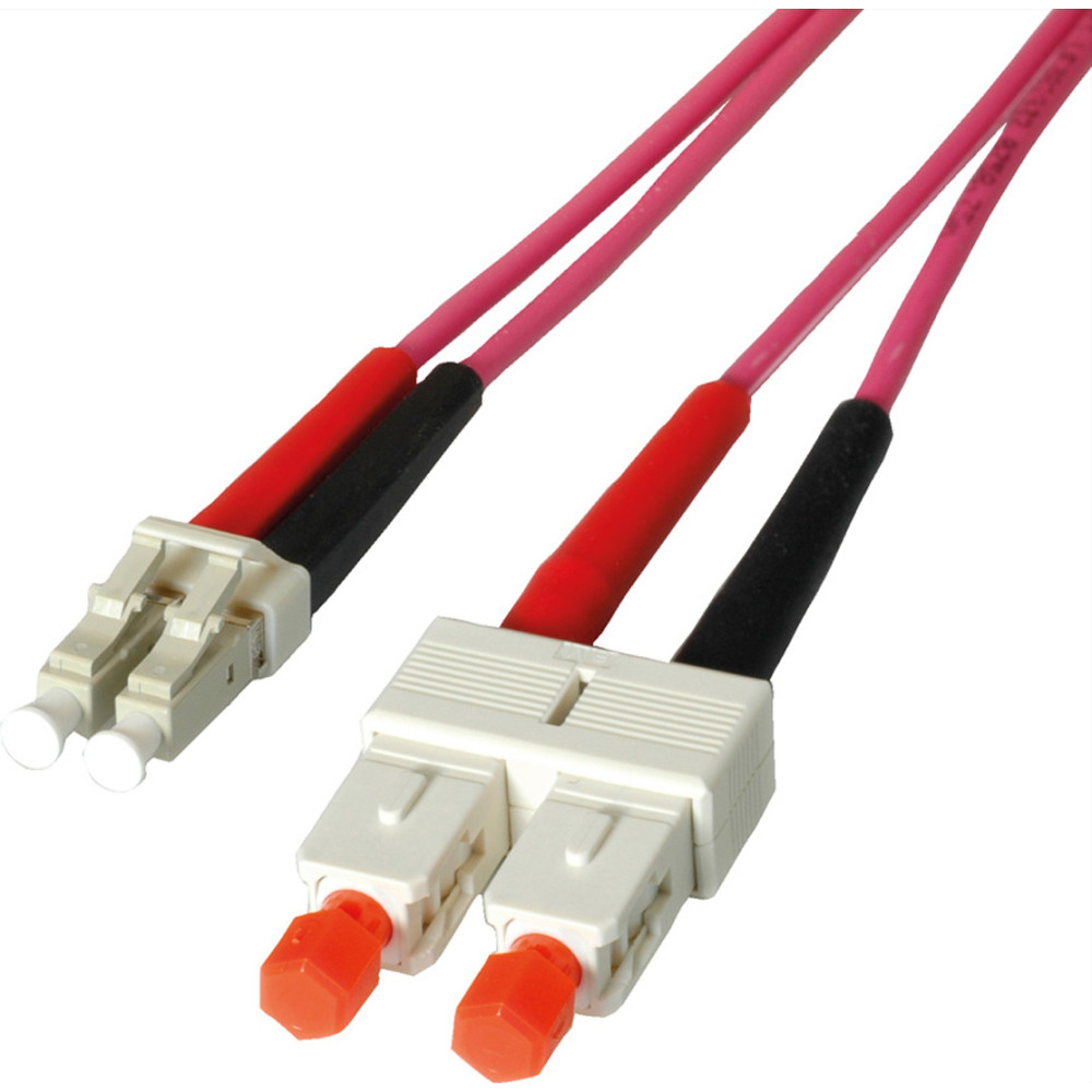 Leoni LWL-Kabel duplex 50/125&micro;m OM4, Suhner LC/SC, 15 m