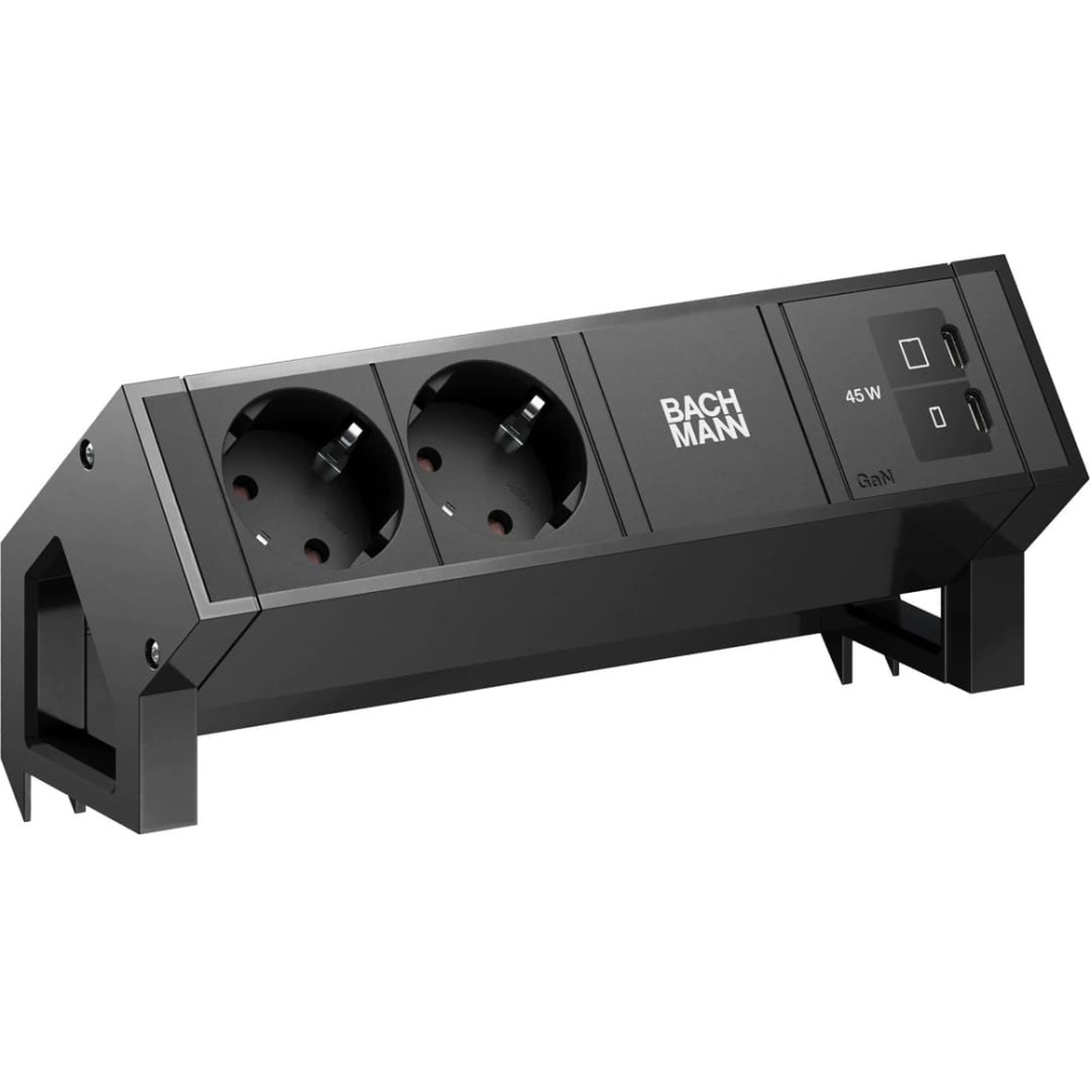 Bachmann DESK2 2xCEE7/3 1xUSB C/C 45W, L=0.2m RAL9005
