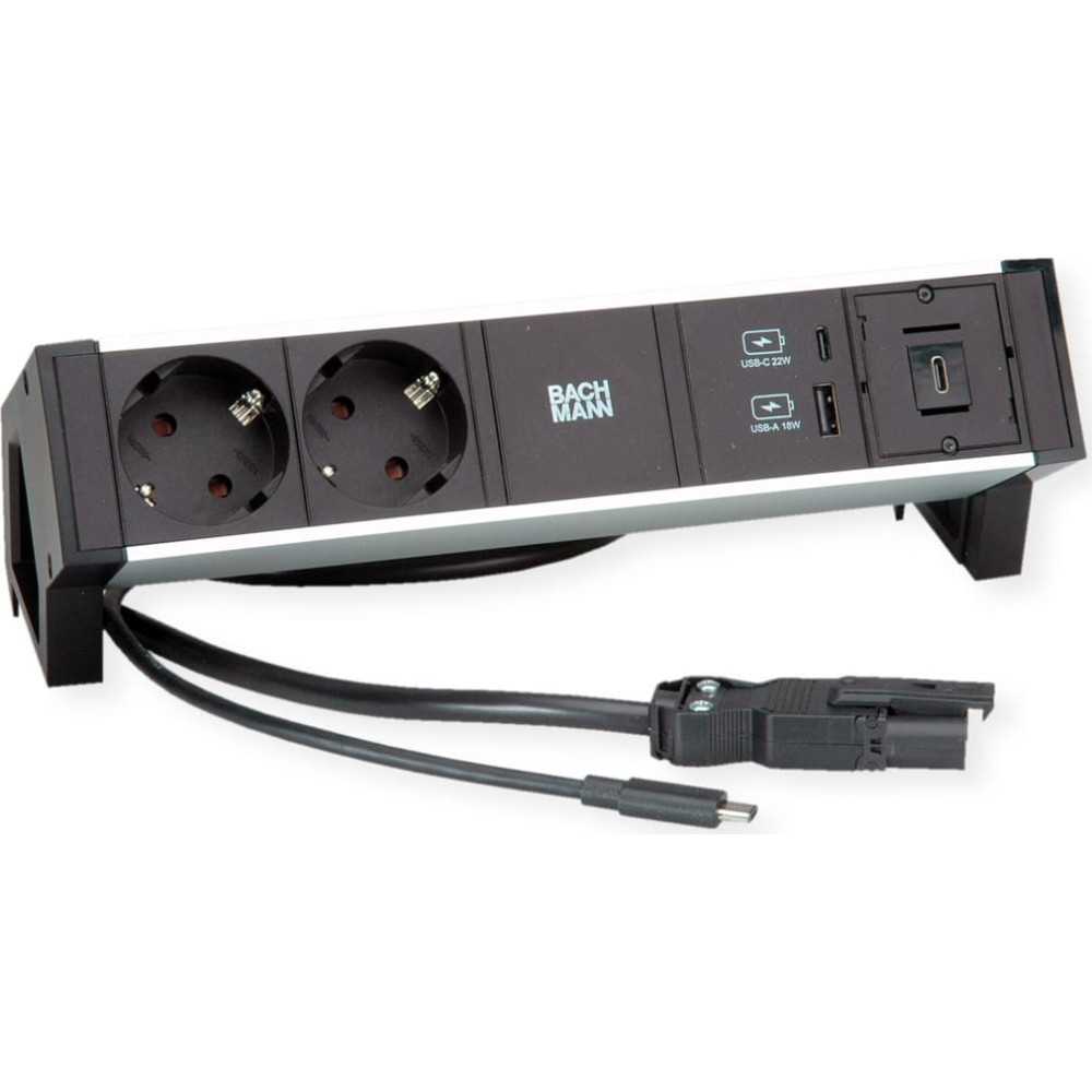 Bachmann DESK2 2x Schutzkontakt, 1x USB-C, USB Charger A&C 22W, GST18