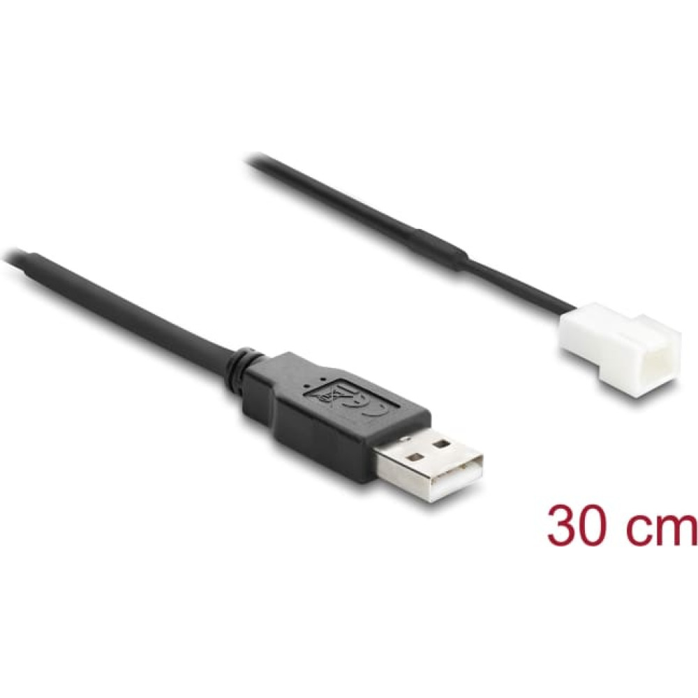 Delock Fan Cable USB 2.0 Type-A male to 3 pin (2 pins connected) fan connector male 30 cm