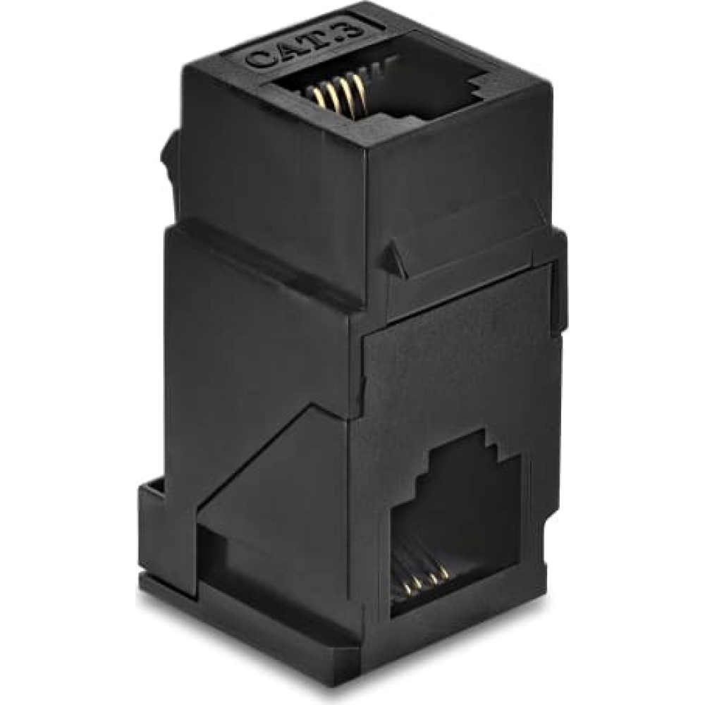 Delock Keystone Module Coupler RJ14 jack to RJ14 jack Cat.3 90&deg; angled plastic black