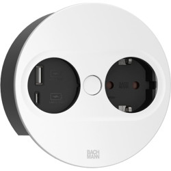 Bachmann TWIST2 1xCEE7/3 1xUSB A/C 22W Rund weiss, 0,2m Mit ISV-Stecker