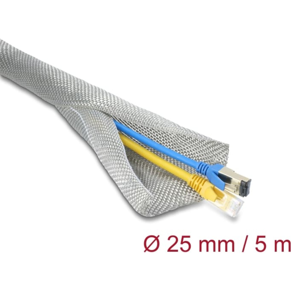 Delock Braided Sleeve for EMC shielding self-closing 5 m x 25 mm