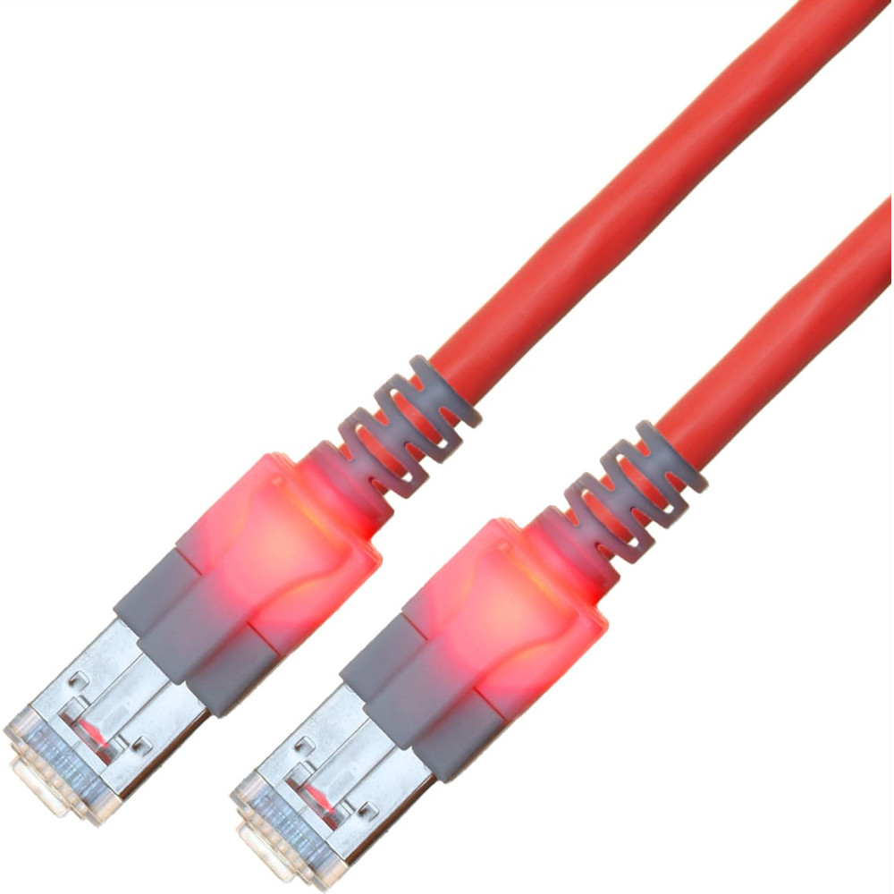 Easylan S/FTP DualBoot LED Patch Cable Cat.6 (Class E), LSOH, red, 2 m