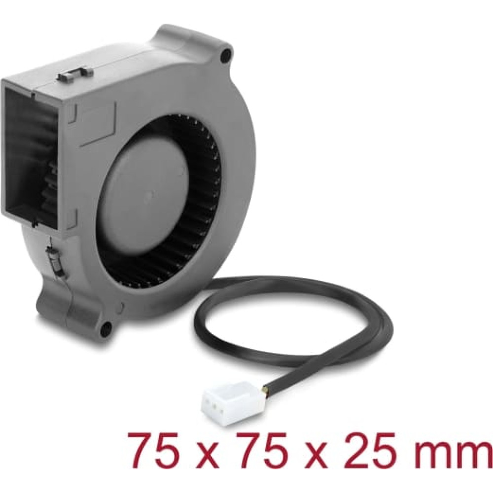 Delock Radial Fan / Blower Fan 12 V DC 75 x 75 x 25 mm with 3 pin fan connector, black
