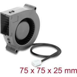 Delock Radial Fan / Blower Fan 12 V DC 75 x 75 x 25 mm with 3 pin fan connector, black