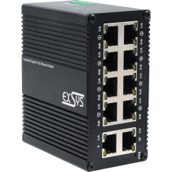 Exsys EX-62026PoE 10-Port Industrie-Ethernet-PoE-Switch, 8x PoE + 2-Port 10/100/1000Tx
