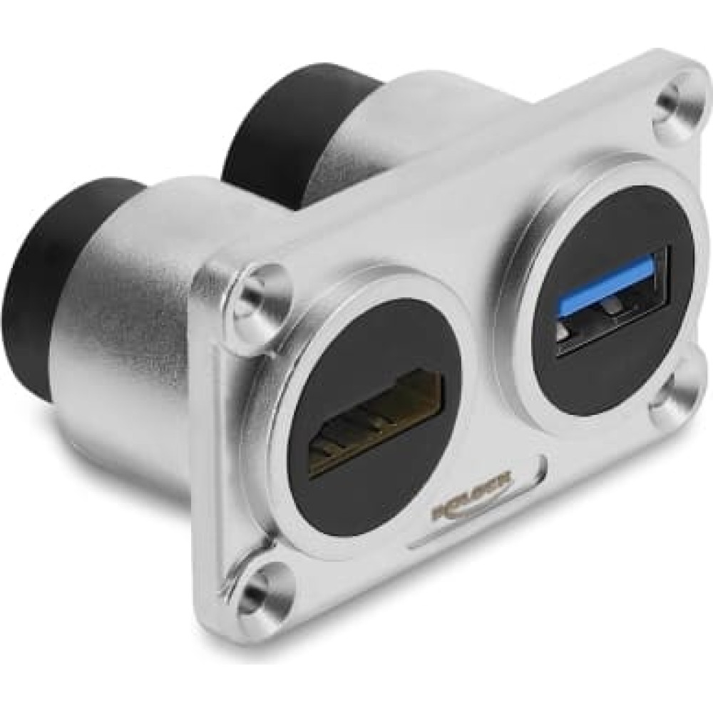 Delock Dual Built-in Socket USB 5 Gbps Type-A female + HDMI 4K female silver