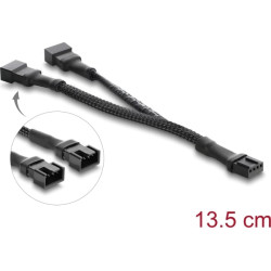 Delock Y-Fan Cable 1 x 4 pin PWM female to 2 x 4 pin PWM male with braided jacket 13.5 cm black
